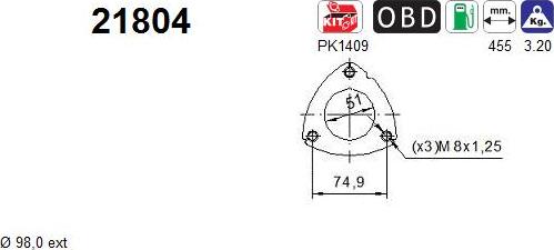 AS 21804 - Catalizador parts5.com