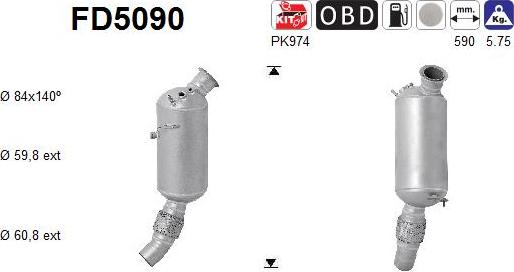 AS FD5090 - Filtru funingine / particule, sist.de esapament parts5.com