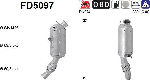 AS FD5097 - Filtru funingine / particule, sist.de esapament parts5.com