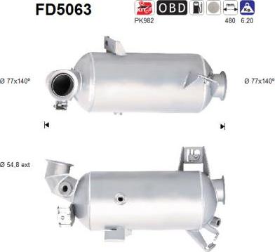 AS FD5063 - Filtro hollín / partículas, sistema escape parts5.com