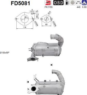 AS FD5081 - Filtro hollín / partículas, sistema escape parts5.com