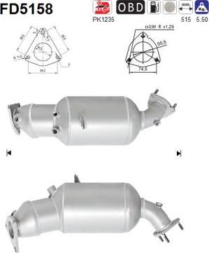 AS FD5158 - Φίλτρο σωματιδίων / κάπνας, σύστημα απαγωγής καυσαερίων parts5.com