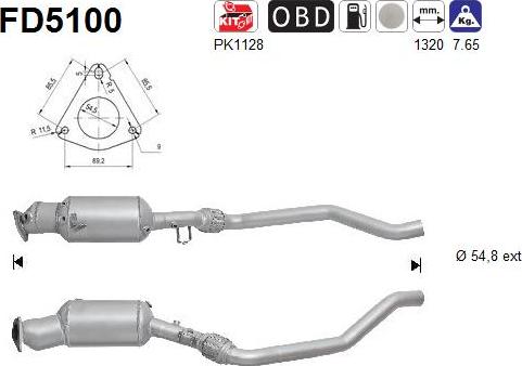 AS FD5100 - Φίλτρο σωματιδίων / κάπνας, σύστημα απαγωγής καυσαερίων parts5.com