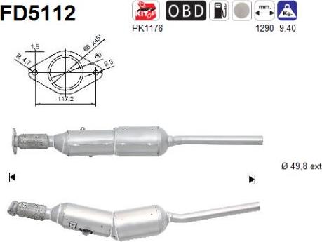 AS FD5112 - Сажевый / частичный фильтр, система выхлопа ОГ parts5.com