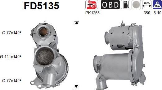 AS FD5135 - Filtru funingine / particule, sist.de esapament parts5.com