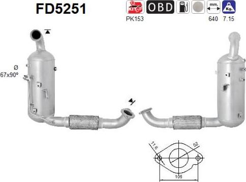 AS FD5251 - Filter za saje / delce, izpusna naprava parts5.com