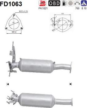 AS FD1063 - Filtre à particules / à suie, échappement parts5.com