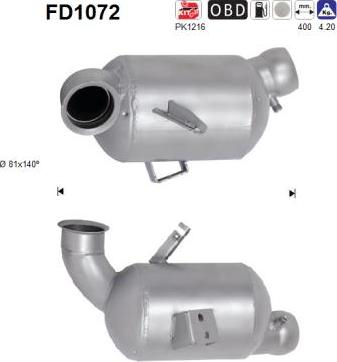 AS FD1072 - Tahma / partikelfilter,väljalaskesüst. parts5.com