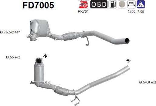 AS FD7005 - Filtro hollín / partículas, sistema escape parts5.com