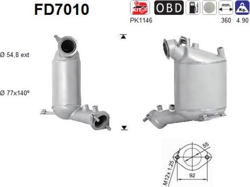 AS FD7010 - Сажевый / частичный фильтр, система выхлопа ОГ parts5.com