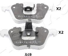 Ashika 50-03-349 - Komplet zavornih oblog, ploscne (kolutne) zavore parts5.com