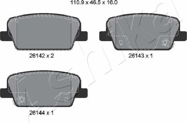 Ashika 51-0H-H15 - Комплект спирачно феродо, дискови спирачки parts5.com