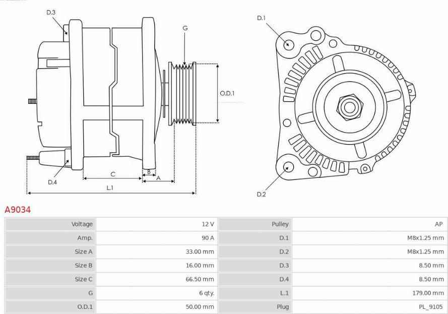 AS-PL A9034 - Alternatör parts5.com