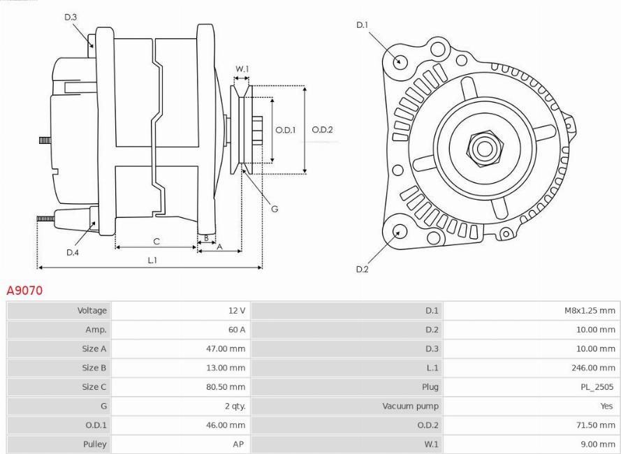 AS-PL A9070 - Alternador parts5.com