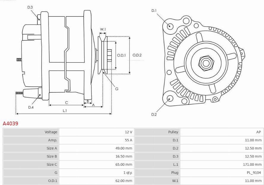 AS-PL A4039 - Generator parts5.com