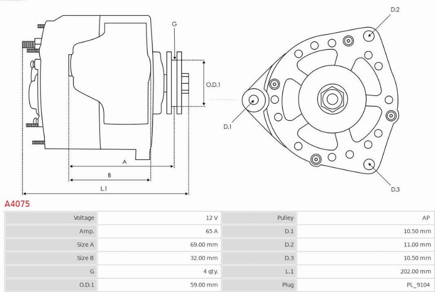 AS-PL A4075 - Generator / Alternator parts5.com