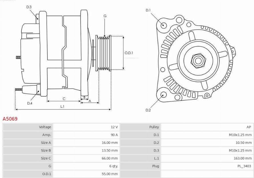 AS-PL A5069 - Generator / Alternator parts5.com