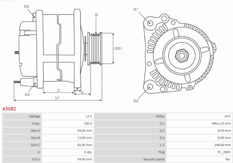 AS-PL A5082 - Alternador parts5.com