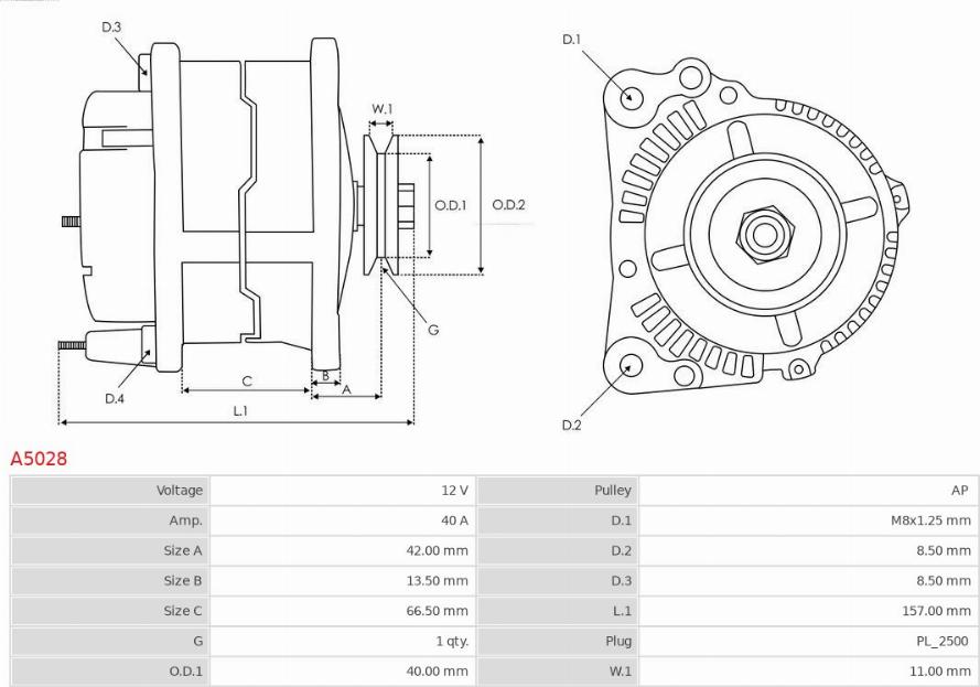 AS-PL A5028 - Generator / Alternator parts5.com