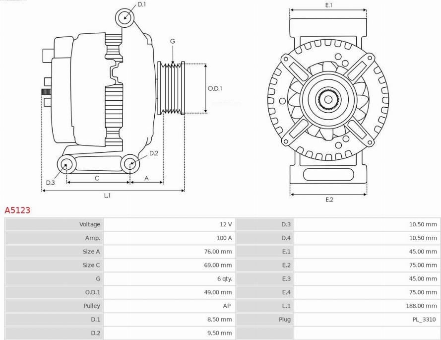 AS-PL A5123 - Alternador parts5.com