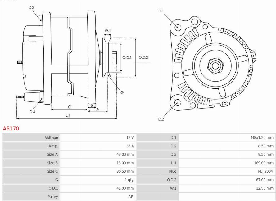 AS-PL A5170 - Γεννήτρια parts5.com