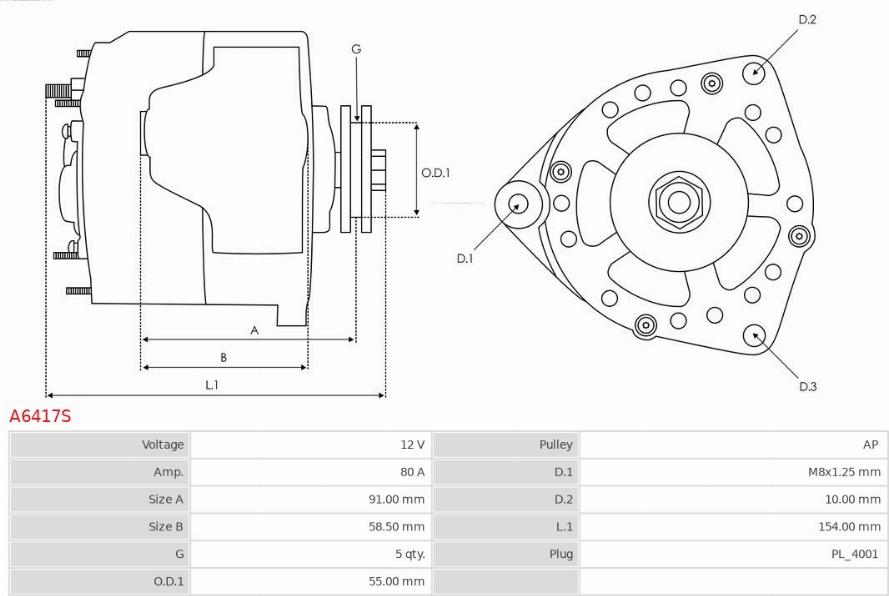 AS-PL A6417S - Alternatör parts5.com