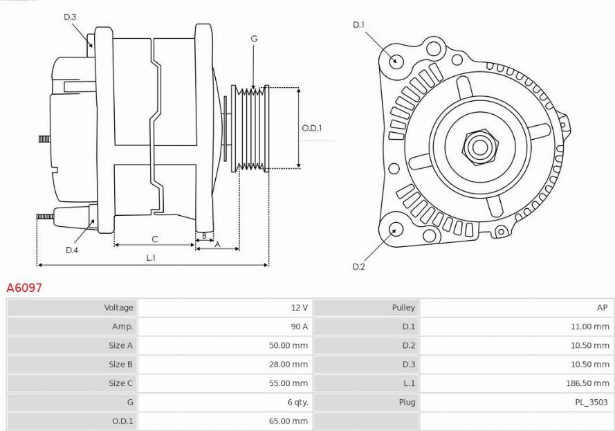 AS-PL A6097 - Generator / Alternator parts5.com