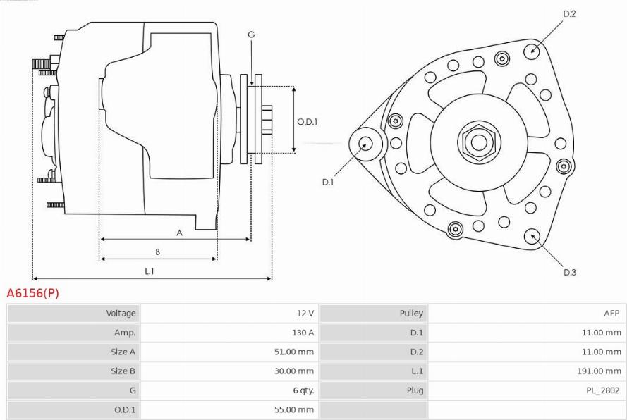 AS-PL A6156(P) - Alternator parts5.com