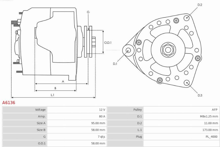 AS-PL A6136 - Alternador parts5.com