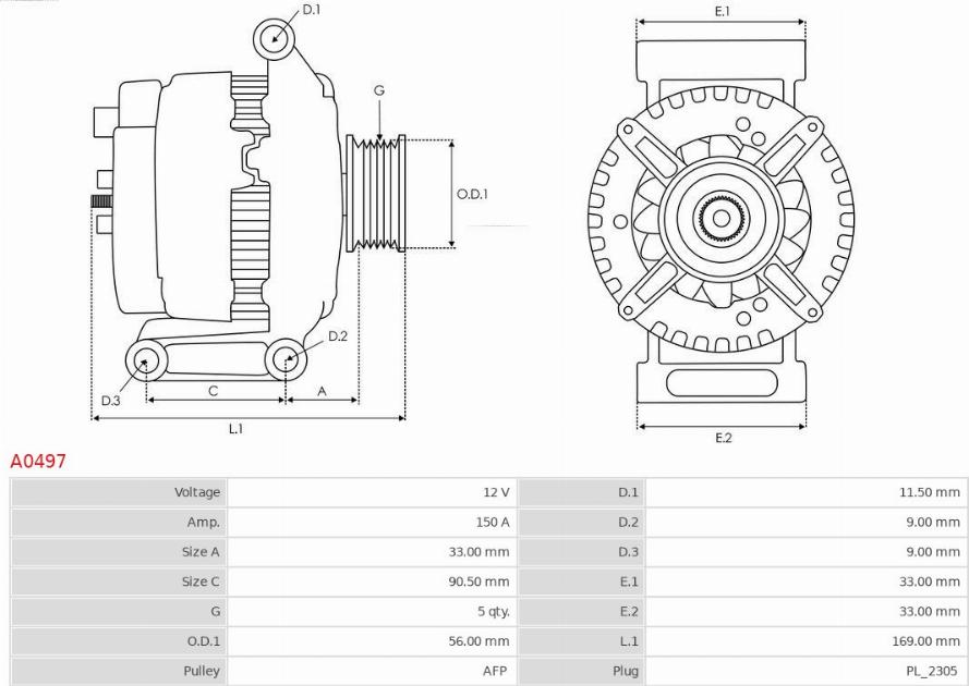 AS-PL A0497 - Alternatör parts5.com