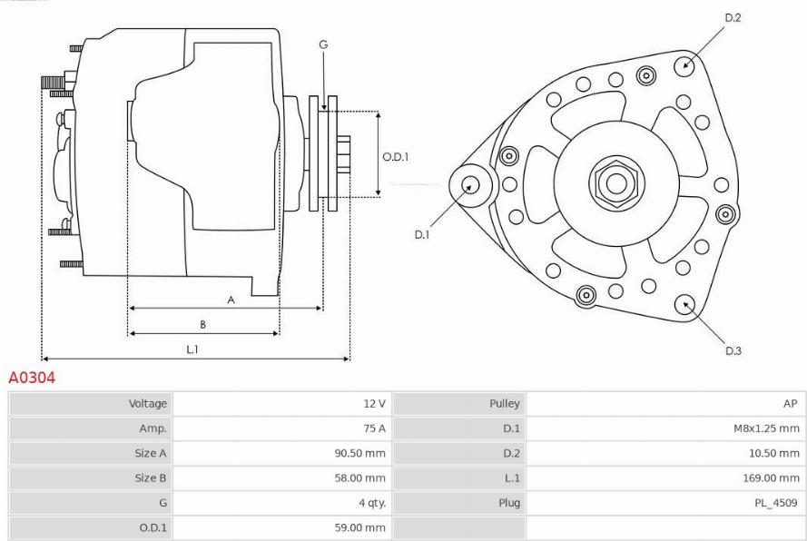 AS-PL A0304 - Alternador parts5.com