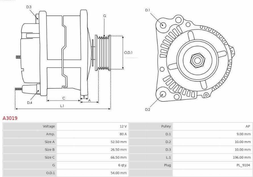 AS-PL A3019 - Alternator parts5.com