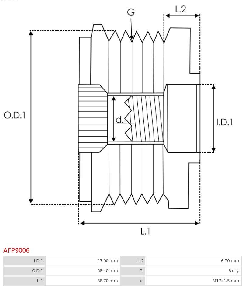 AS-PL AFP9006 - Pulley, alternator, freewheel clutch parts5.com