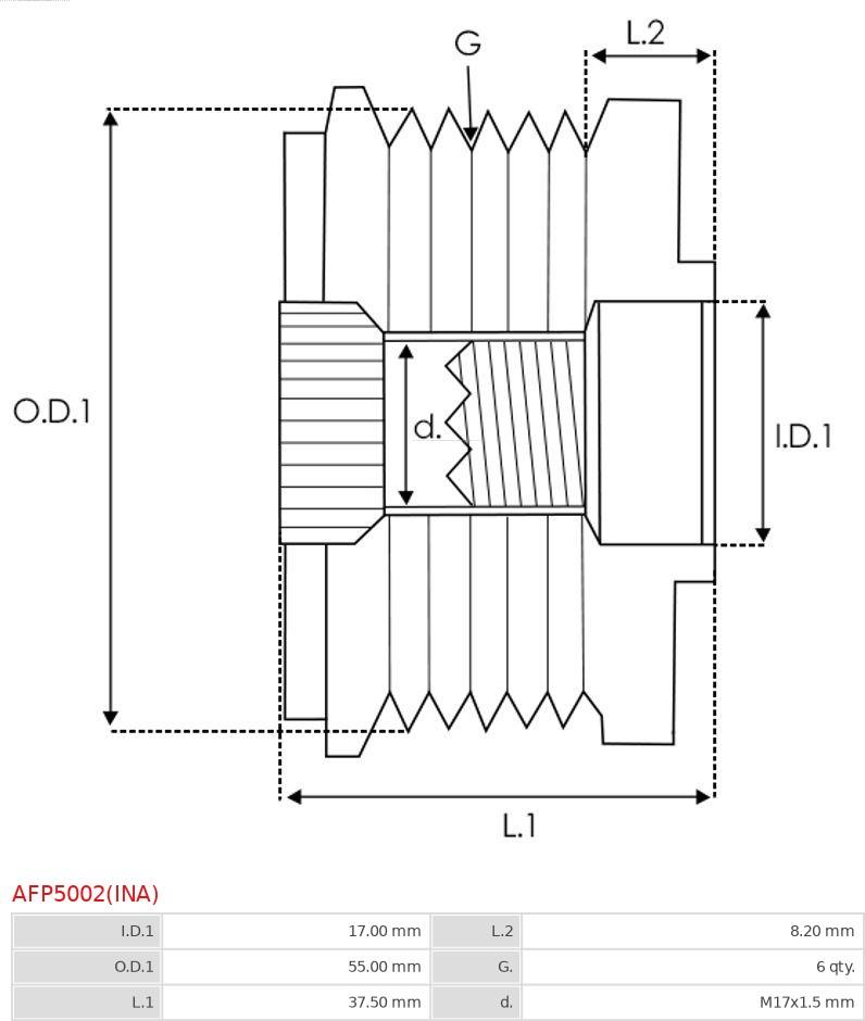 AS-PL AFP5002(INA) - Ремъчна шайба, генератор parts5.com