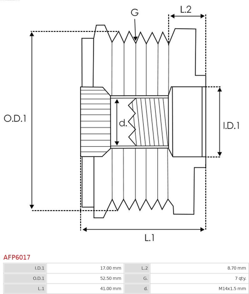 AS-PL AFP6017 - Polea, alternador parts5.com