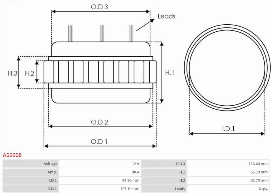 AS-PL AS0008 - Statör, alternatör parts5.com