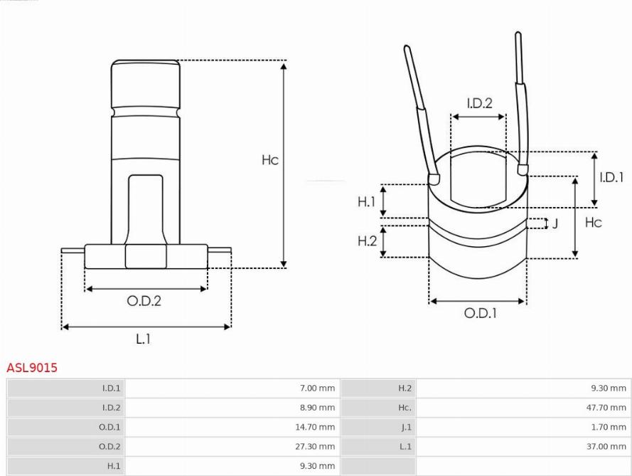 AS-PL ASL9015 - Pierścień ślizgowy, alternator parts5.com