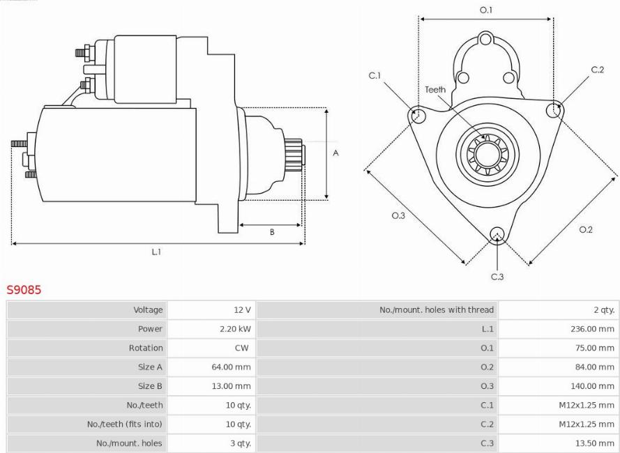 AS-PL S9085 - Démarreur parts5.com