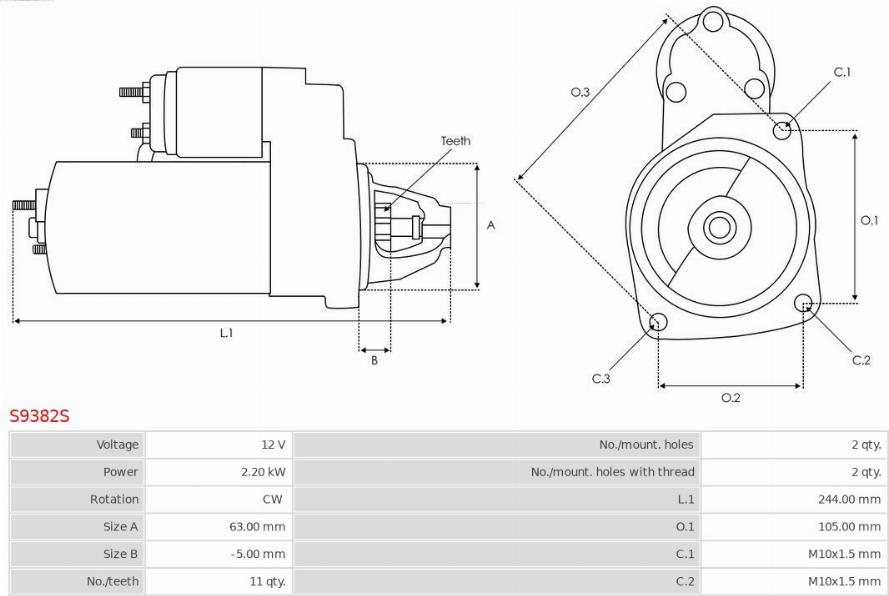 AS-PL S9382S - Käynnistinmoottori parts5.com