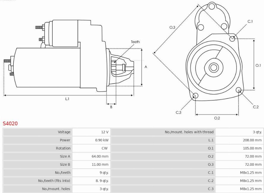 AS-PL S4020 - Starter parts5.com