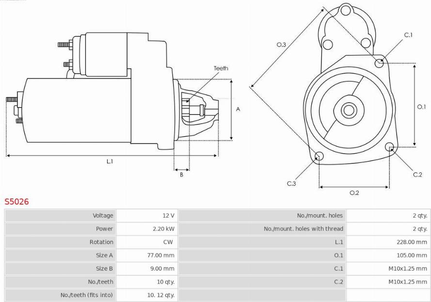 AS-PL S5026 - Starter parts5.com