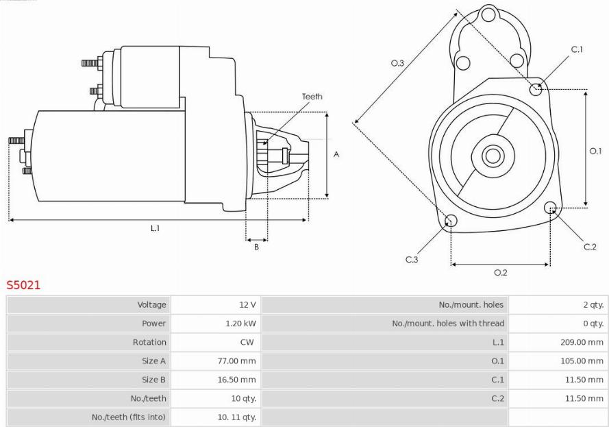 AS-PL S5021 - Starter parts5.com