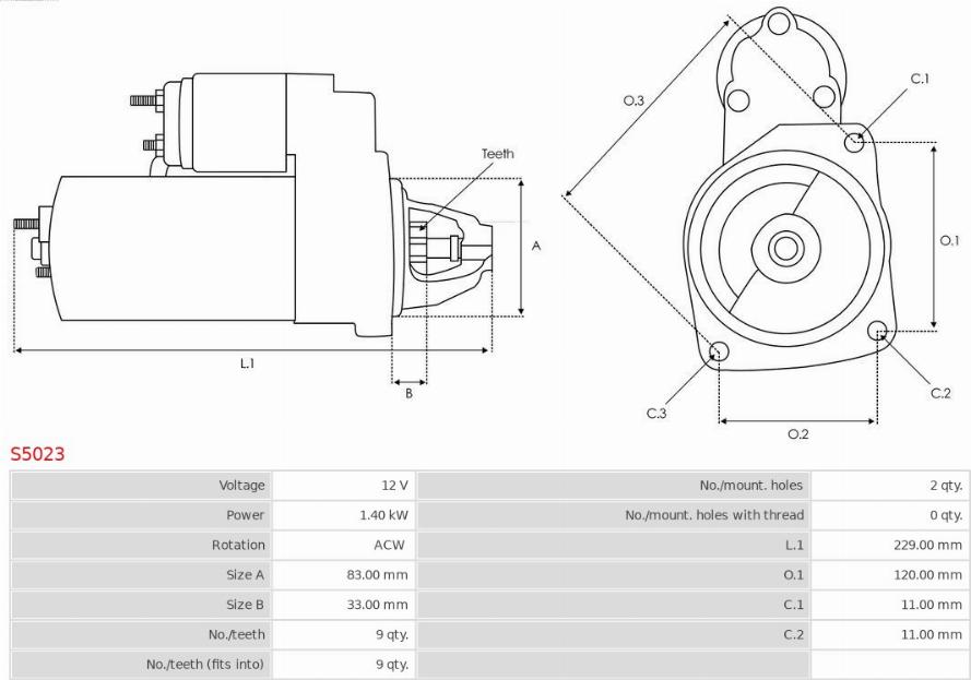 AS-PL S5023 - Starter parts5.com