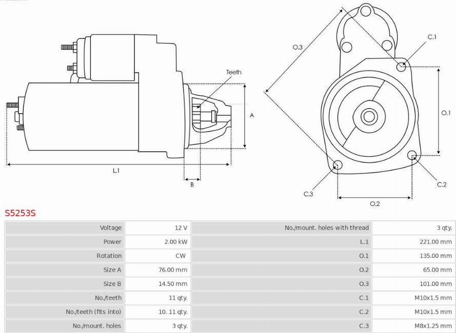 AS-PL S5253S - Стартер parts5.com