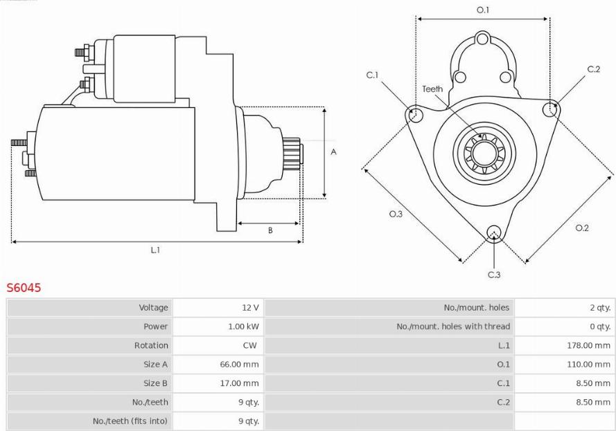 AS-PL S6045 - Marş motoru parts5.com