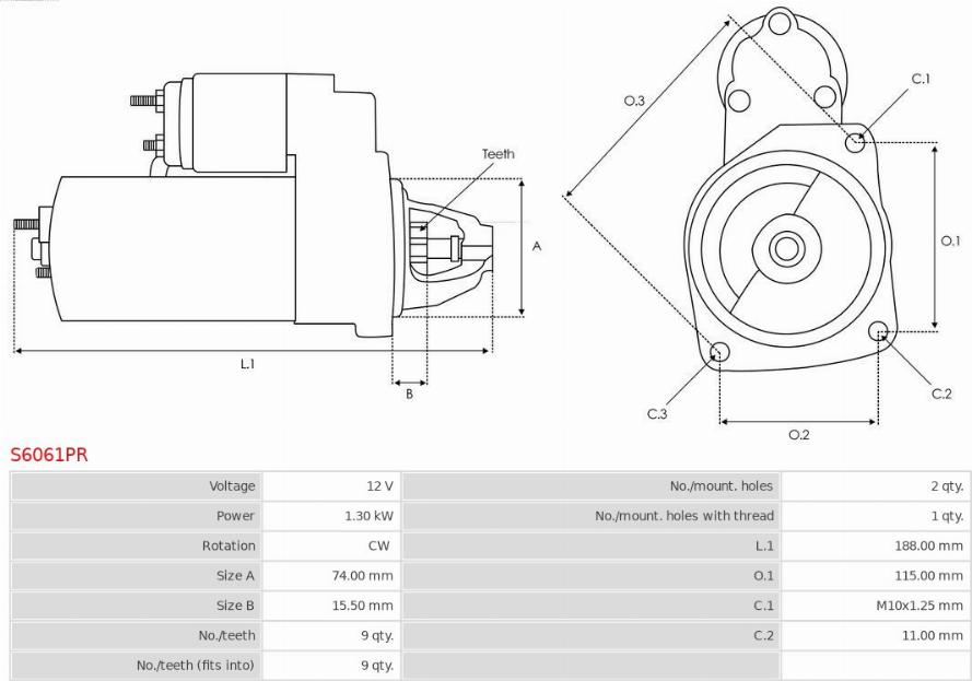 AS-PL S6061PR - Starter parts5.com