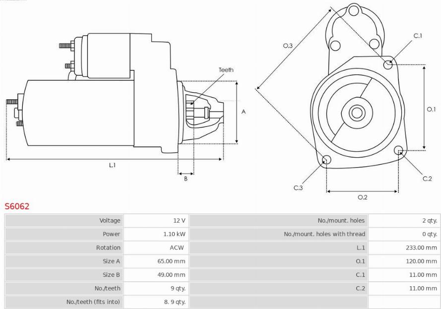 AS-PL S6062 - Starter parts5.com