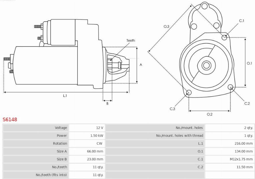 AS-PL S6148 - Starter parts5.com