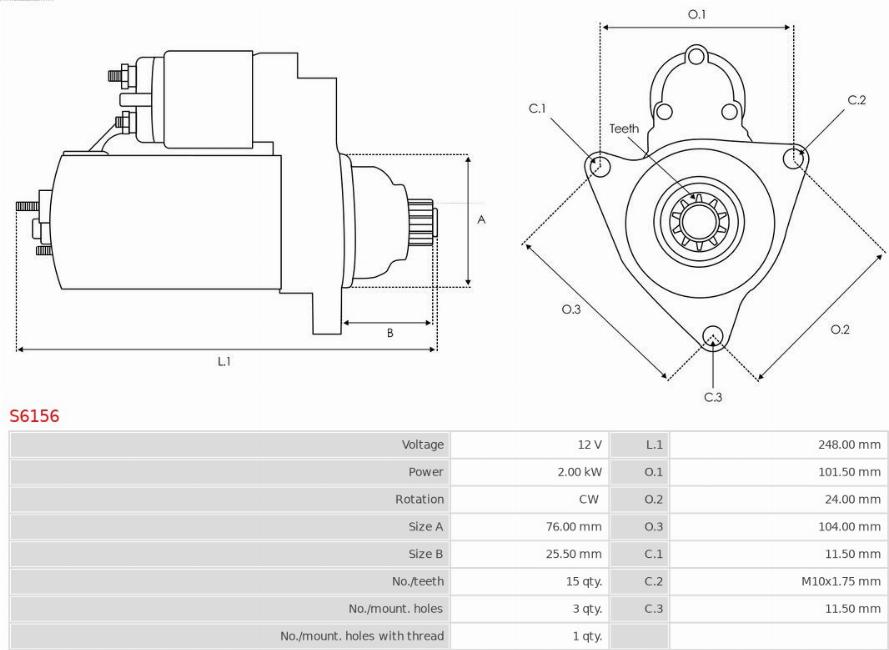 AS-PL S6156 - Starter parts5.com