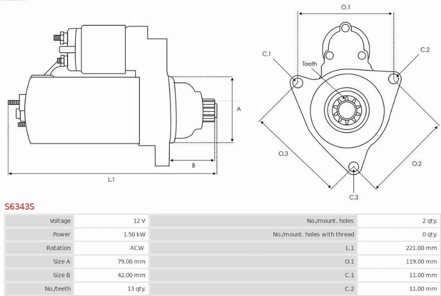 AS-PL S6343S - Önindító parts5.com